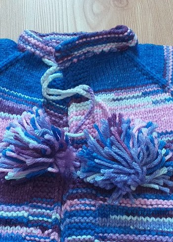 Kız Çocuk Mor Bohem Örgü Kolsuz Kazak - Görsel 2