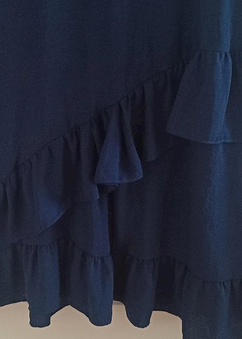 Lacivert Volanlı Midi Bohem Etek - Görsel 2