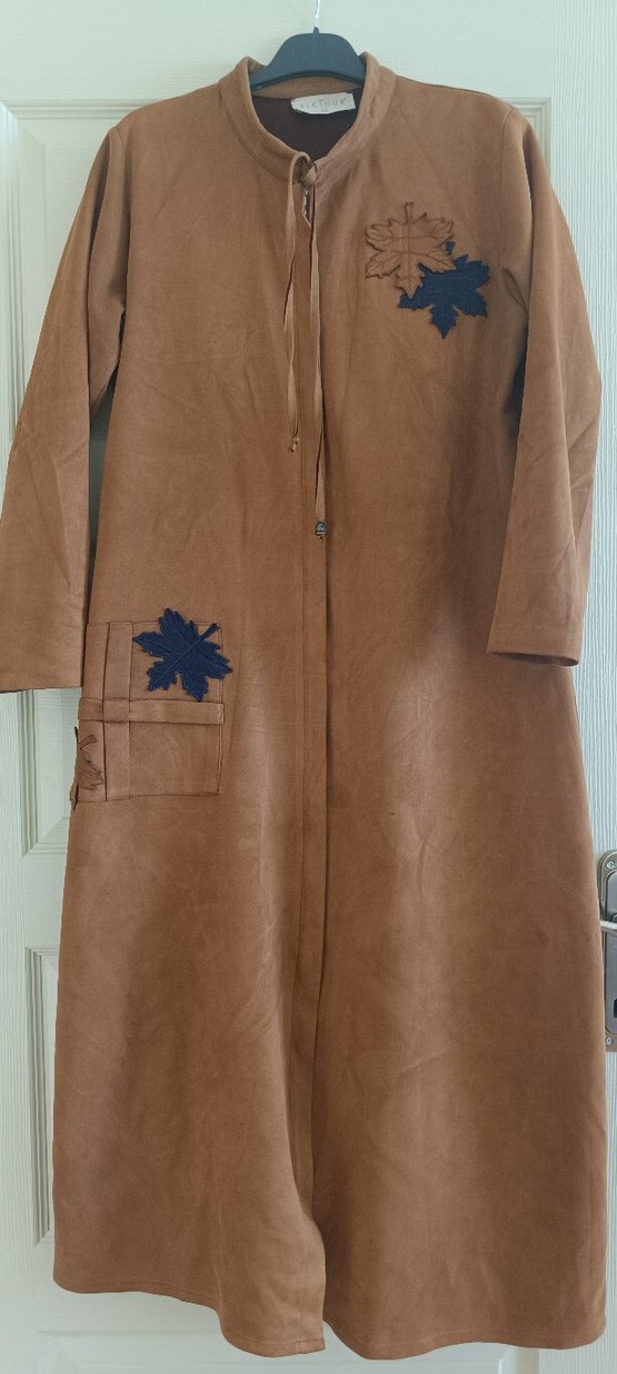 Düğmeli Kahverengi Süet Uzun Hamile Ceketi - Görsel 2