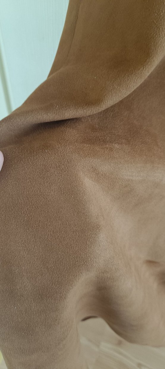 Düğmeli Kahverengi Süet Uzun Hamile Ceketi - Görsel 5