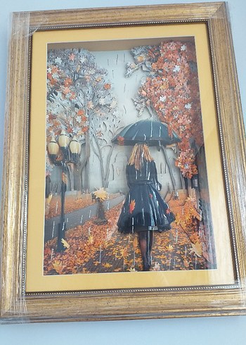 Sonbahar Temalı Altın Renkli Yağlı Boya Tablo RÖLYEF TABLO - Görsel 5