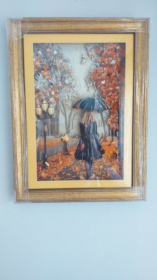 Sonbahar Temalı Altın Renkli Yağlı Boya Tablo RÖLYEF TABLO - Görsel 4