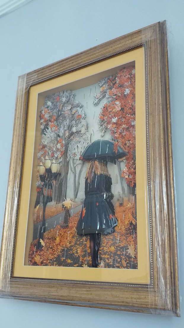 Sonbahar Temalı Altın Renkli Yağlı Boya Tablo RÖLYEF TABLO - Görsel 3