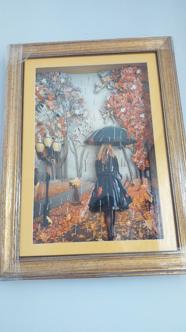 Sonbahar Temalı Altın Renkli Yağlı Boya Tablo RÖLYEF TABLO - Görsel 5