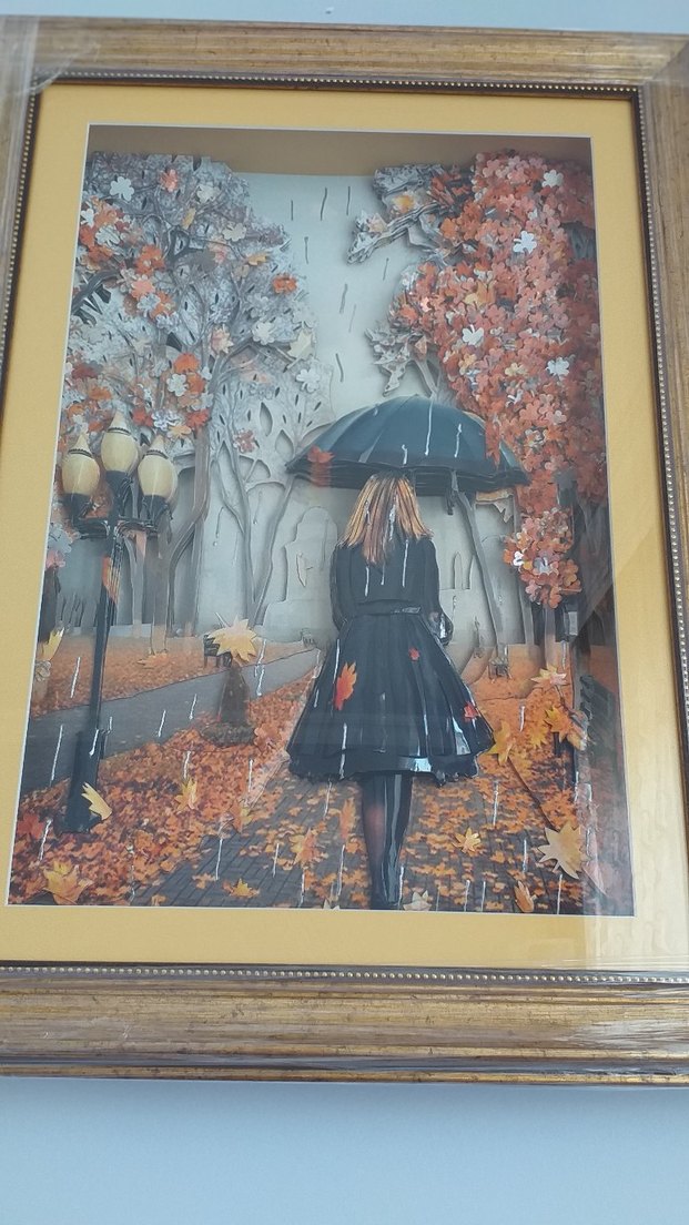 Sonbahar Temalı Altın Renkli Yağlı Boya Tablo RÖLYEF TABLO - Görsel 2