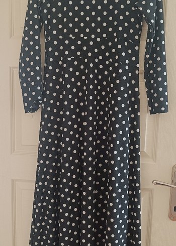 Siyah Puantiyeli Uzun Hamile Elbisesi - Görsel 3