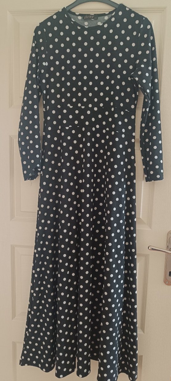 Siyah Puantiyeli Uzun Hamile Elbisesi - Görsel 3