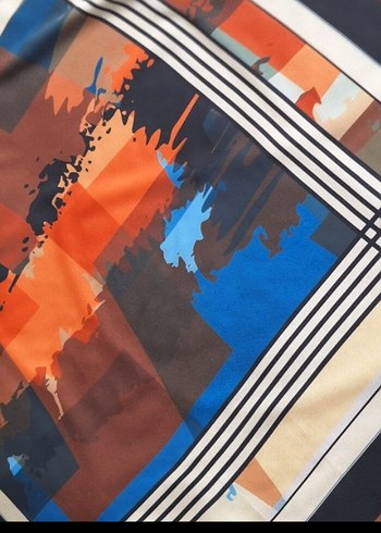 Kadın Çok Renkli Modern Desenli Fular - Görsel 5