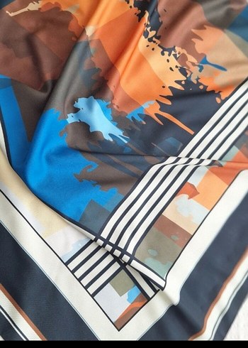 Kadın Çok Renkli Modern Desenli Fular - Görsel 6