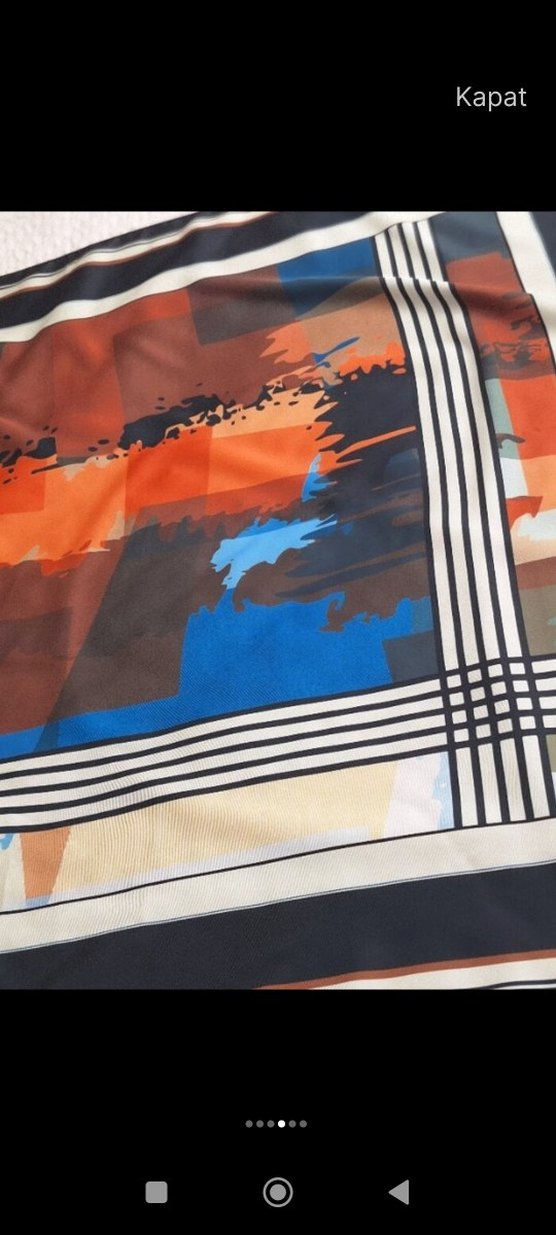 Kadın Çok Renkli Modern Desenli Fular - Görsel 3