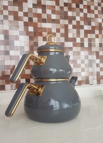 Diğer Acar Qualita Roly&poly Gri Tombul Emaye Sıfır Çaydanlık 