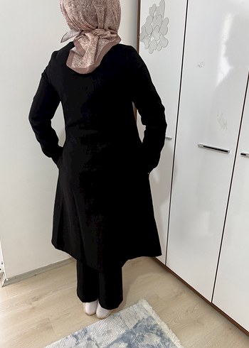 Düğmeli Siyah Uzun Kadın Kaban - Görsel 6