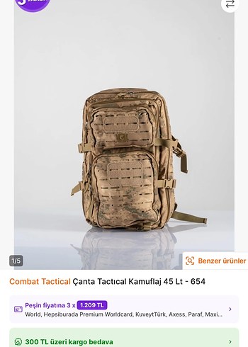 Bej Kamuflaj Erkek Sırt Çantası combat - Görsel 3