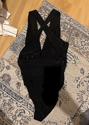 Drapeli Siyah çıtçıtlı body - Görsel 2