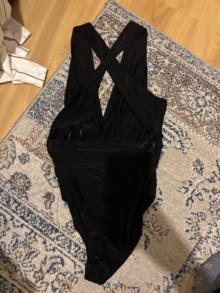 Drapeli Siyah çıtçıtlı body - Görsel 2