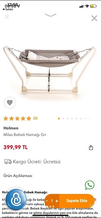 Holmen bebek hamağı