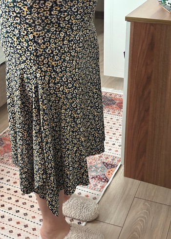 Kadın Bohem Midi Etek Sarı Drapeli - Görsel 2