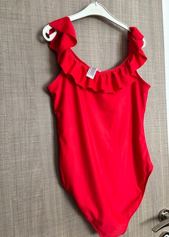 Kırmızı Fırfırlı Kadın Mayo - Görsel 2