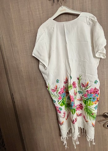 Renkli Çiçek Desenli Uzun Bohem Pareo - Görsel 2