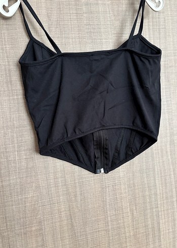 Kadın Siyah Fermuarlı Mini Büstiyer - Görsel 2