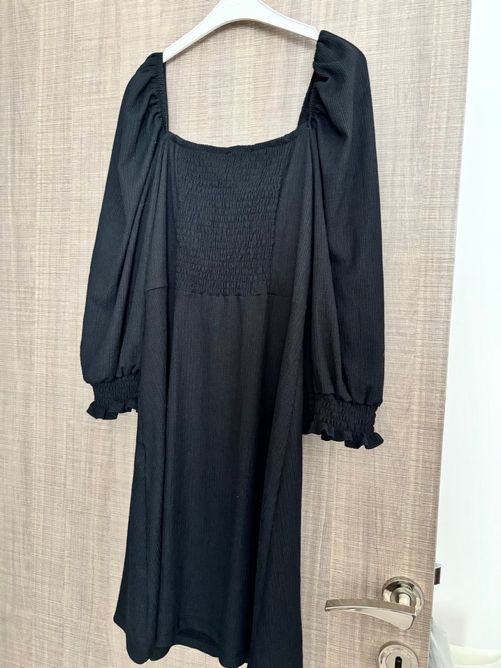 Uzun Kollu Siyah Midi Elbise - Görsel 2