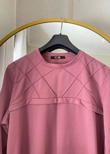 l Beden pembe Renk Pudra Pembe Uzun Kollu Tunik