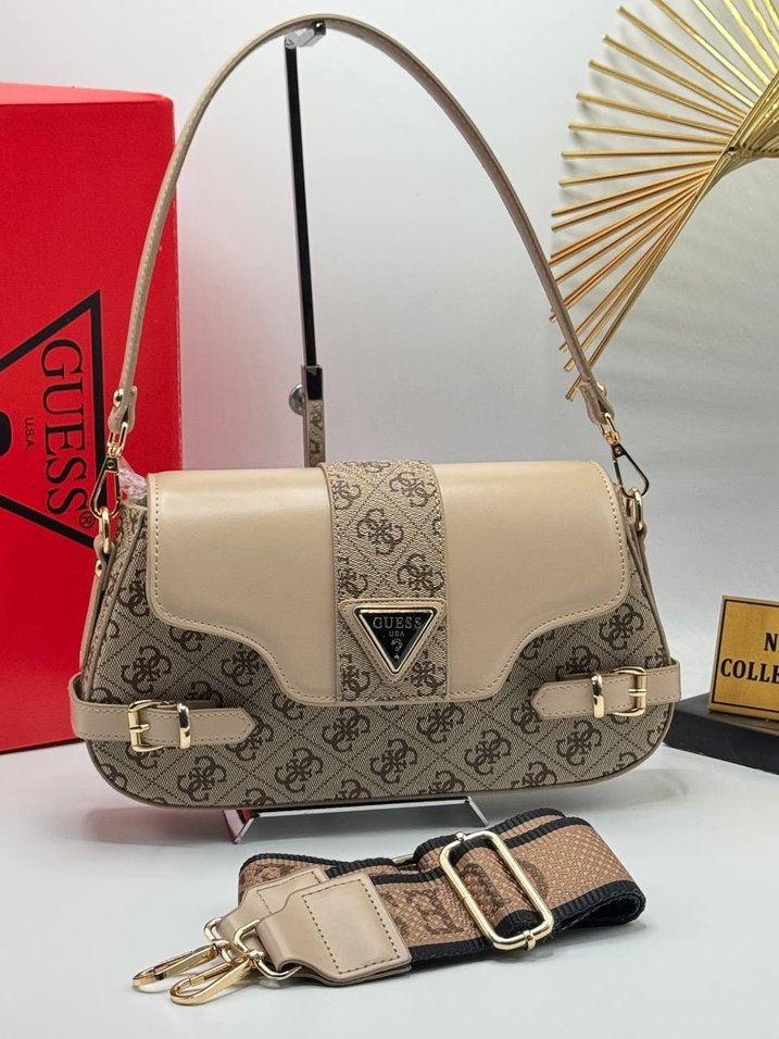 Guess Gri Deri Kadın Omuz Çantası - Görsel 4