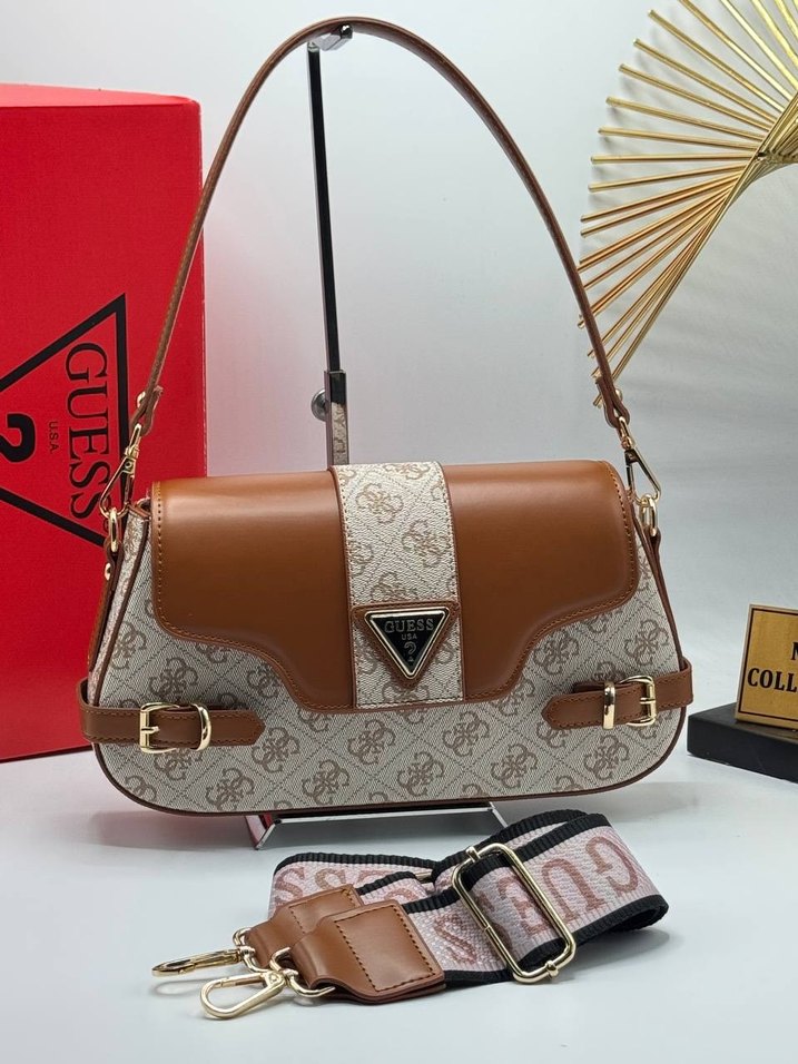 Guess Gri Deri Kadın Omuz Çantası - Görsel 5