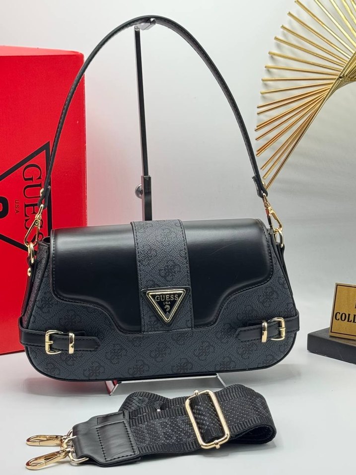 Guess Gri Deri Kadın Omuz Çantası - Görsel 3