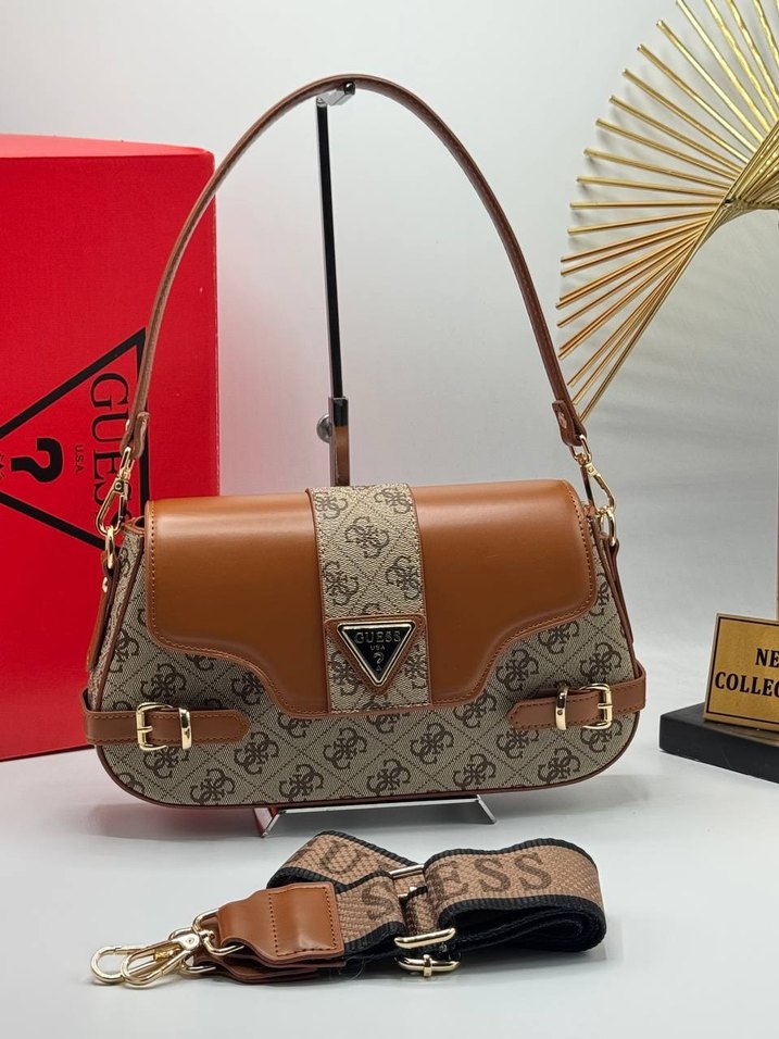 Guess Gri Deri Kadın Omuz Çantası - Görsel 2