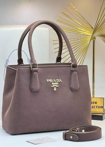 Prada Kahverengi Deri Kadın Çanta - Görsel 14