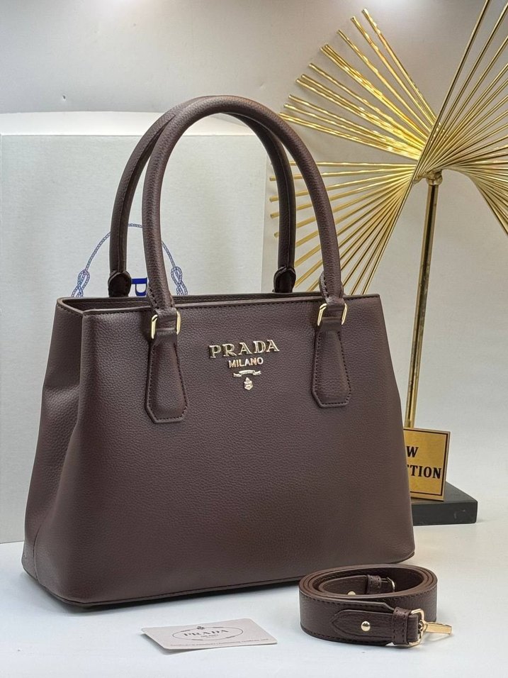 Prada Kahverengi Deri Kadın Çanta - Görsel 3