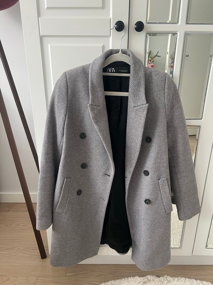 Zara Gri Düğmeli Kadın Kaban - Görsel 4