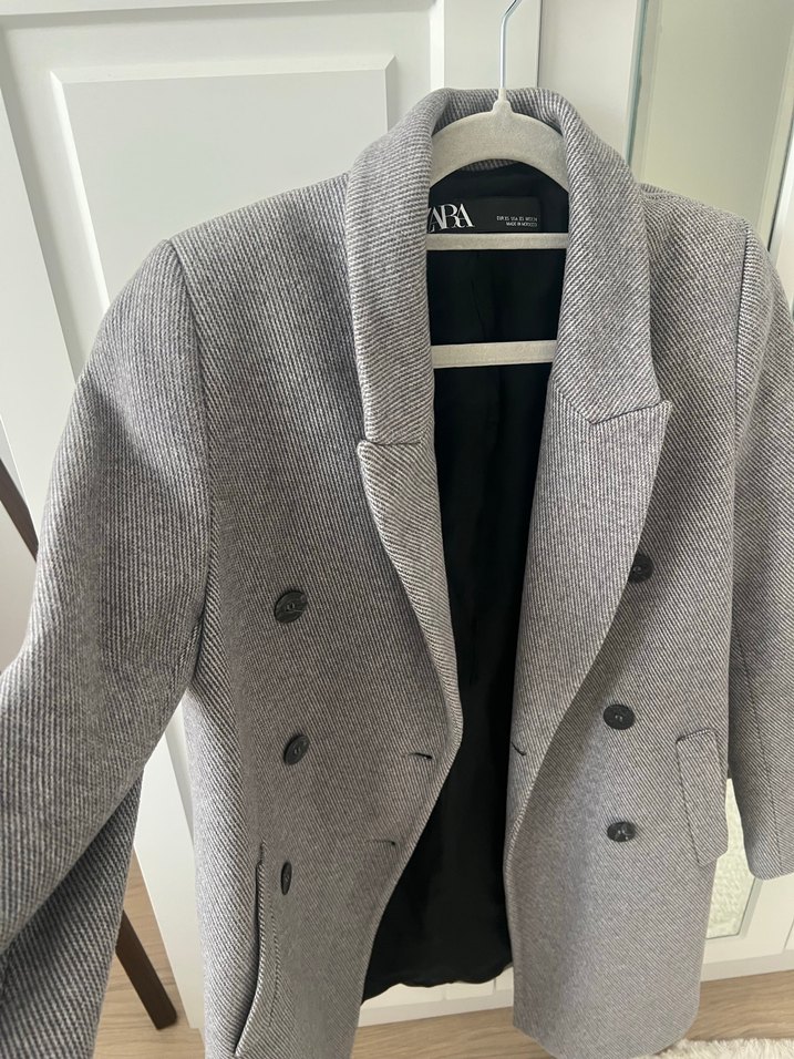 Zara Gri Düğmeli Kadın Kaban - Görsel 3