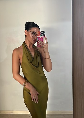 Zara Drapeli Straplez Uzun Kadın Elbise - Görsel 3