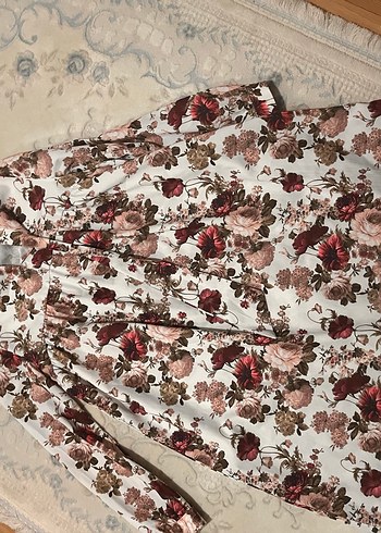 Bordo Çiçek Desenli Uzun Hamile Etek - Görsel 2