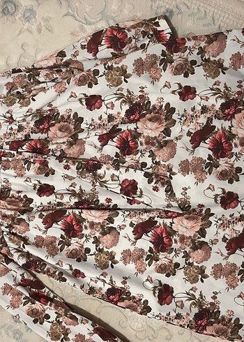 Bordo Çiçek Desenli Uzun Hamile Etek - Görsel 3