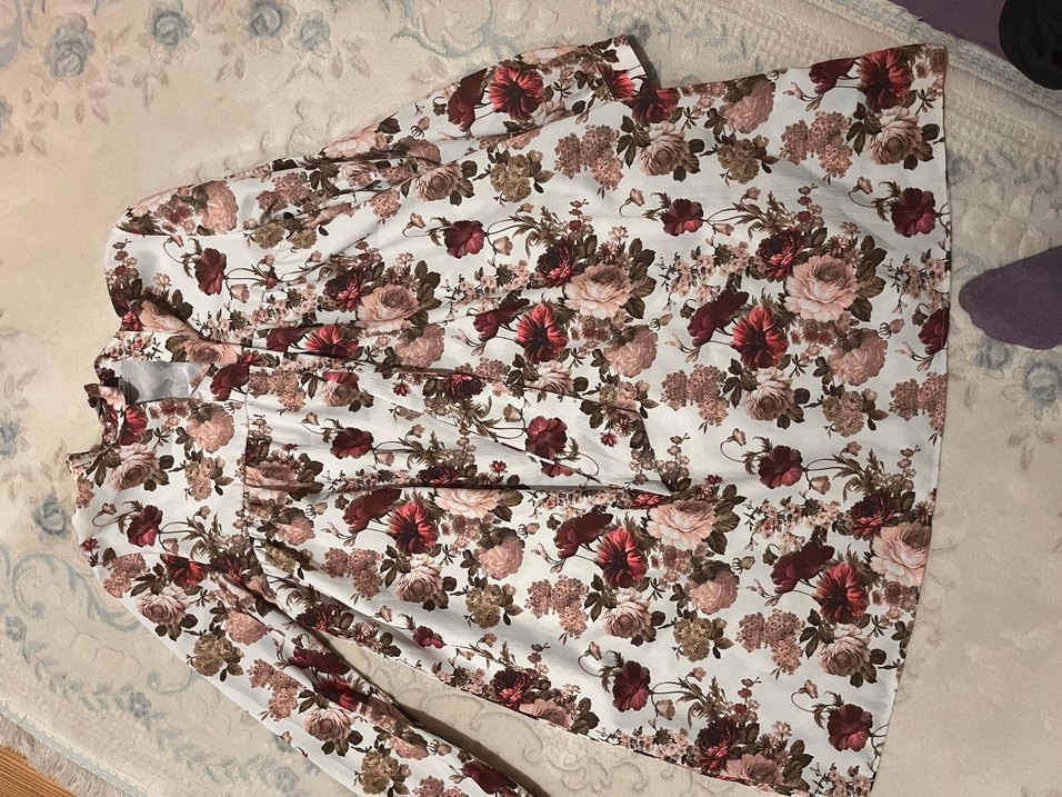 Bordo Çiçek Desenli Uzun Hamile Etek - Görsel 3