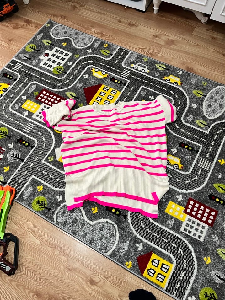 Pembe Çizgili Kız Triko Bluz - Görsel 3