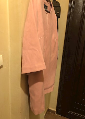 Düğmeli Pastel Pembe Midi Kadın Kaban - Görsel 2