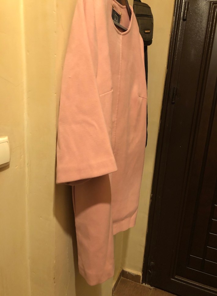 Düğmeli Pastel Pembe Midi Kadın Kaban - Görsel 2