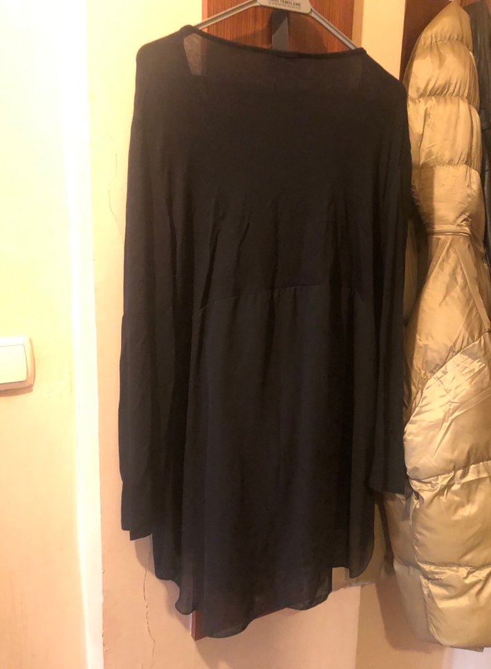 Dökümlü Siyah Hamile Bluzu - Görsel 2