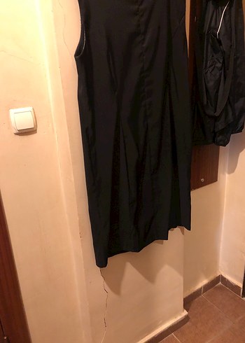 Drapeli Siyah Midi Ofis Elbisesi - Görsel 2