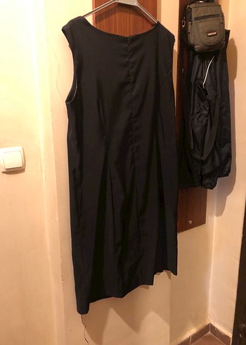 Drapeli Siyah Midi Ofis Elbisesi - Görsel 3