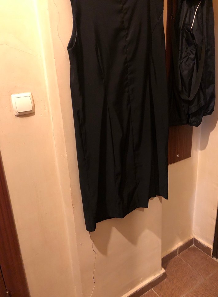 Drapeli Siyah Midi Ofis Elbisesi - Görsel 2