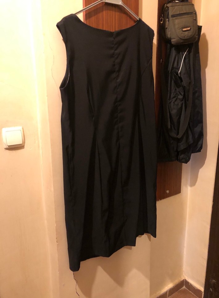 Drapeli Siyah Midi Ofis Elbisesi - Görsel 3