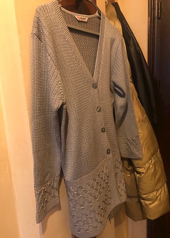 Gri Örgü Midi Hırka - Görsel 2