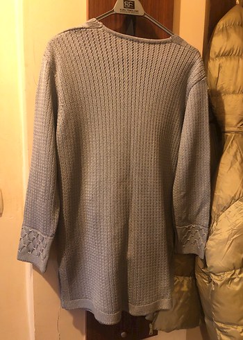 Gri Örgü Midi Hırka - Görsel 3