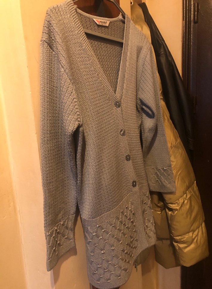 Gri Örgü Midi Hırka - Görsel 2