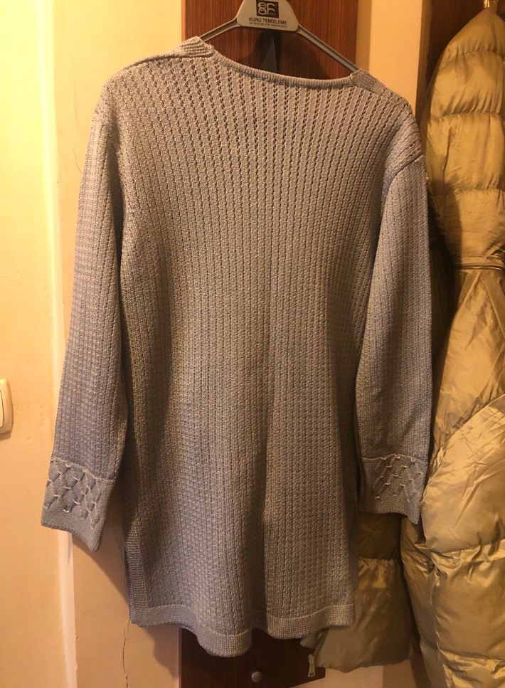 Gri Örgü Midi Hırka - Görsel 3